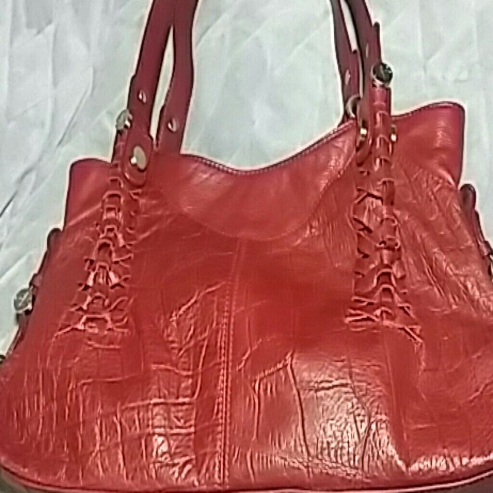 B Makowsky Genuine Leather Red Bag